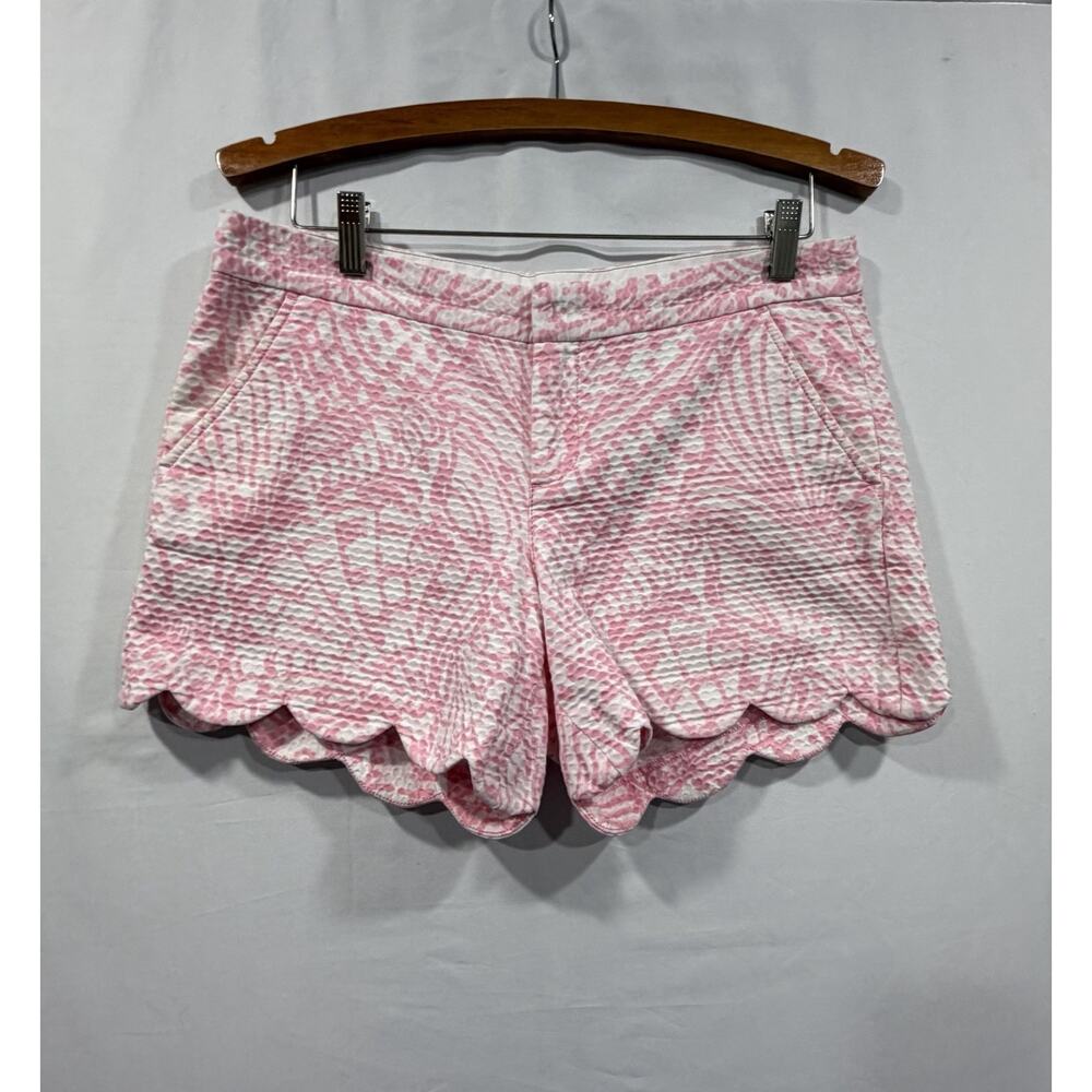 Lilly Pulitzer Buttercup Scallop Shorts Pink &White Sz 6 Tennis Preppy